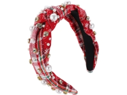 Tiara De Natal Com Joias Para Mulheres, Amarrada Com Pequenas Pérolas, Larga, Para As Festas De Fim De Ano.
