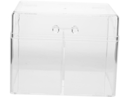 Porta cartões de Visita Garneck em Acrílico Transparente com 2 Compartimentos e Tampa Articulada, Organizador