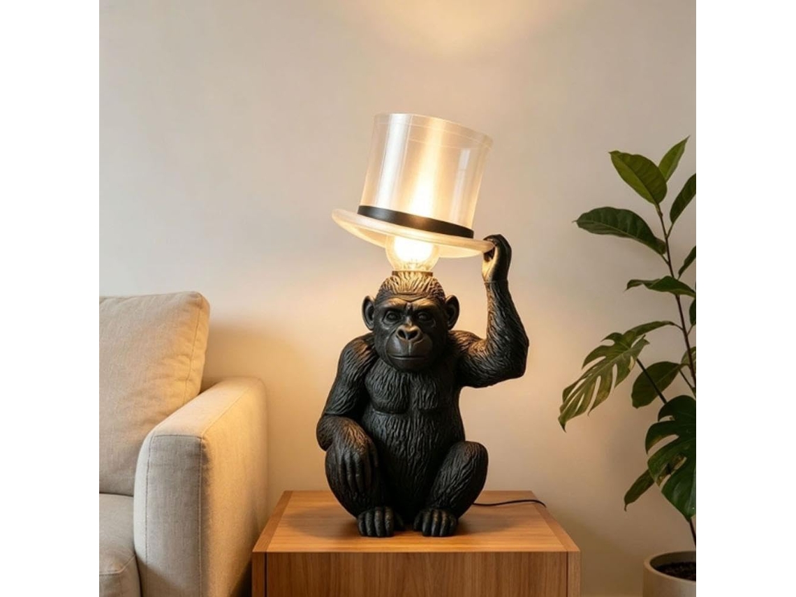 Abajur De Mesa Em Formato Macaco Com Cartola, Luminária De Mesa Divertida Com Formato Animal Para Quarto, Sala De Estar