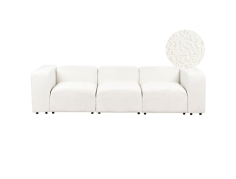 Sofá estofado em tecido bouclé moderno BELIANI Falsterbo de Bouclé Branco 278x105x70