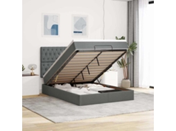 Vidaxl Estrutura de Cama Otomana com Colchão 140x190cm Cinzento Escuro