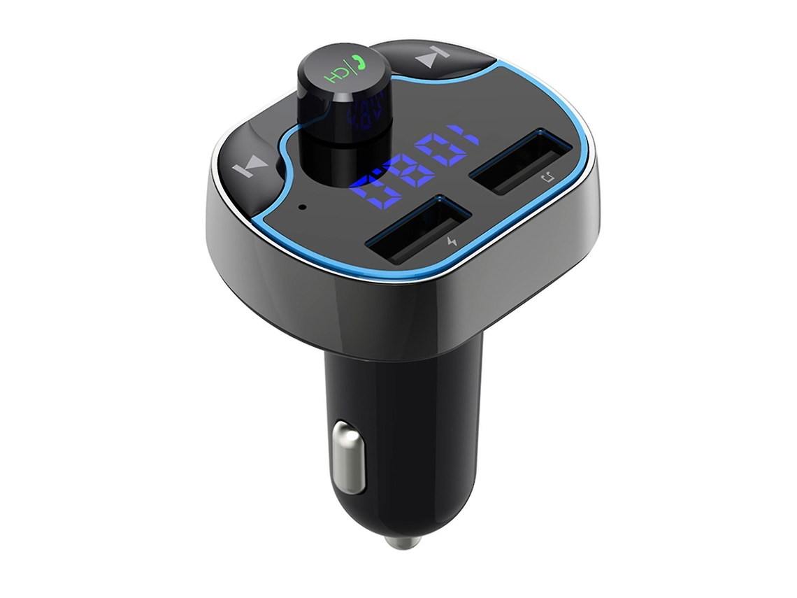 Carregador De Carro Com Duas Portas Usb T24, Viva Voz, Compatível Com Bluetooth, Reprodutor De Mp3 E Transmissor De Rádio Brilvibera