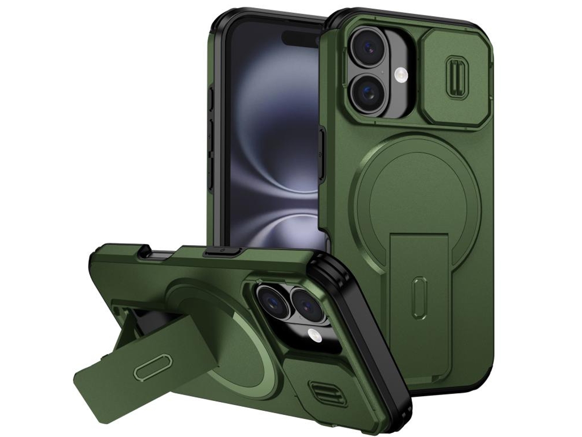 Capa Com Suporte Magsafe Para Iphone 16 - Abertura Deslizante Com Proteção De Câmara