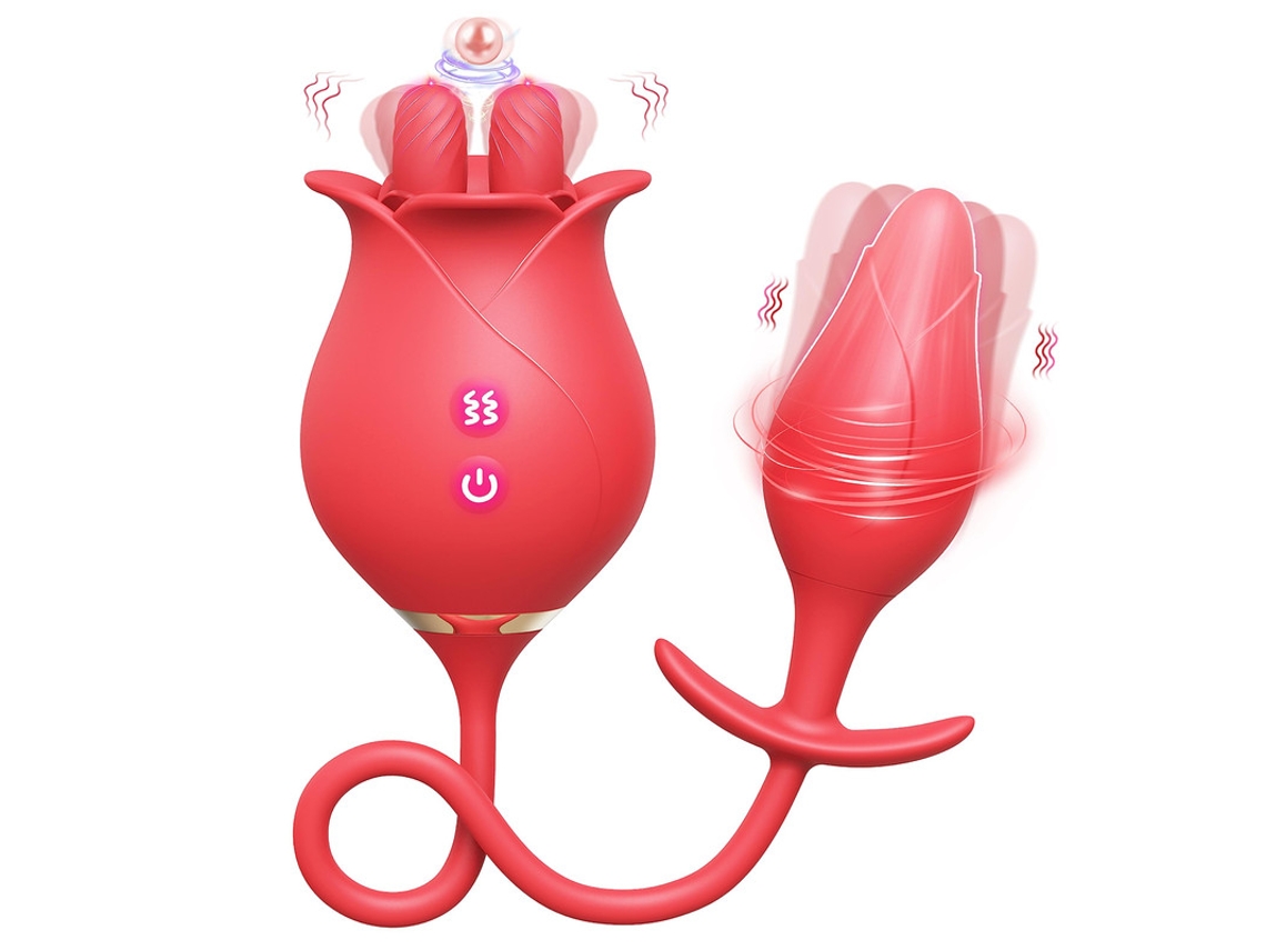 Vibrador De Massagem De Lamber A Lngua De Cabea Dupla Rosa Para Mulheres (vermelho) Bestvite