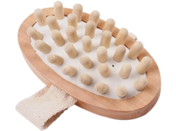 Escova De Banho Madeira Com Bolas Massagem, Acessório Natural Para Esfoliação Corporal, Para Uma Pele Macia E