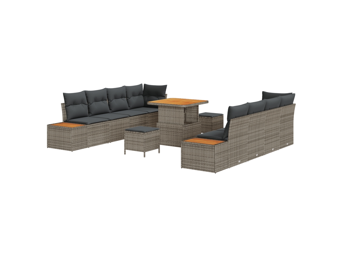 Conjunto 11 Conjunto De Sofá De Jardim Vidaxl Cinzento-claro Vime Pe (80 X 80 X 71 Cm)