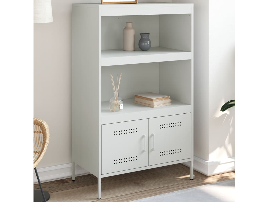 Vidaxl Aparador Alto 68x39x113 Cm Aço Branco