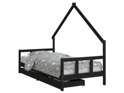 Kids Bed Frame, Kids Bed Frames Vidaxl Preto Madeira De Pinho (90 X 200 Cm)