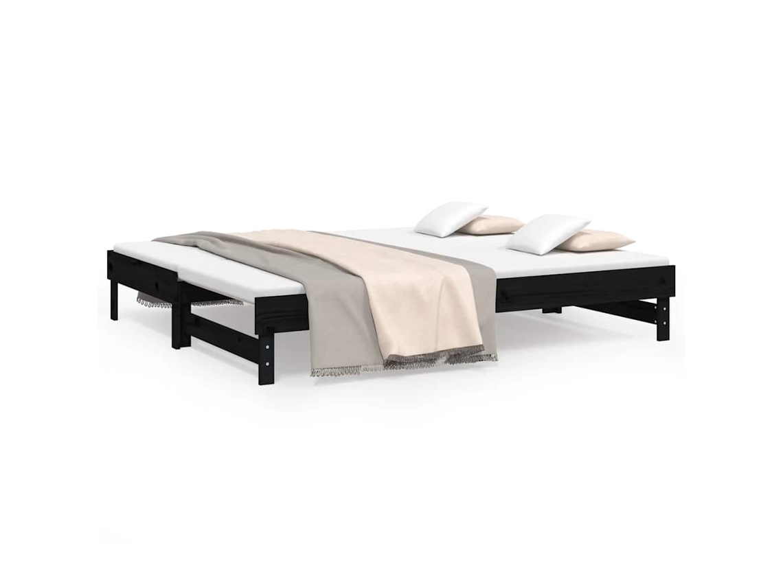 Sofá cama de Puxar 2x Cm Pinho Maciço Preto MAISON EXCLUSIVE (80x200)