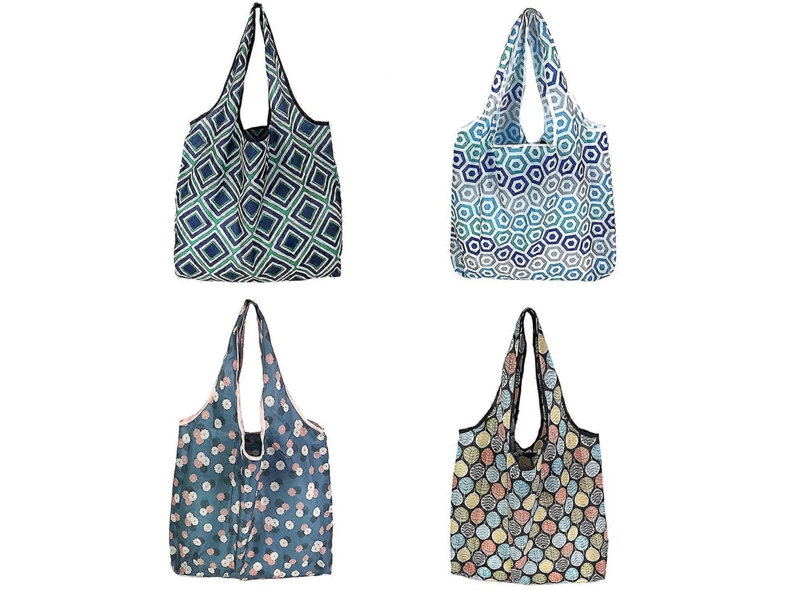 Sacola de Compras Dobrável, 4 Peças Sacolas Reutilizáveis, Dobráveis GOKOCO