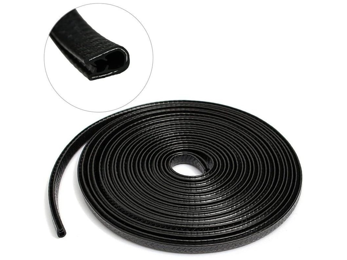 Protetor de Bordas de Porta de Carro 4m, Borracha Metal, Preto S/MARCA