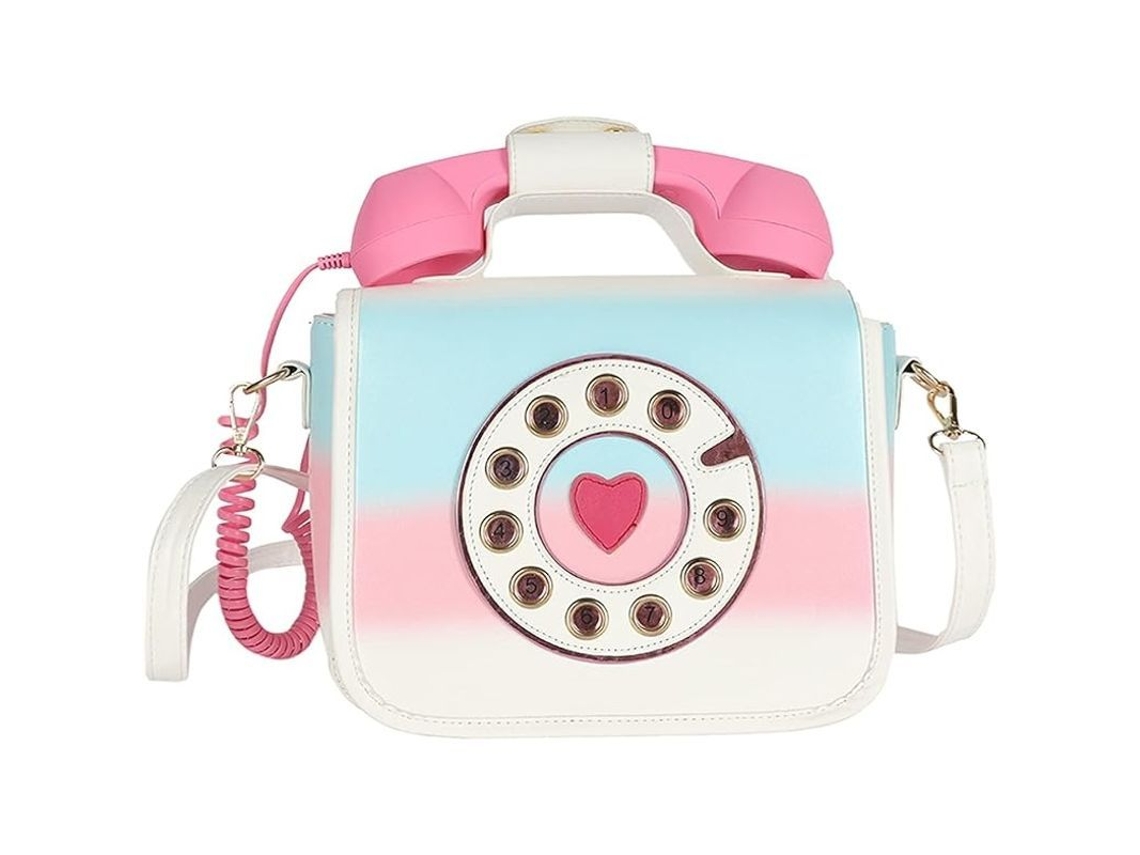 Bolso de Mão Retrô estilo telefone com alça superior e bandoleira removível, S/MARCA