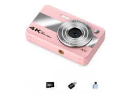 Câmara Digital Tela Ips Hd De 2,4 Polegadas, Zoom De 16x (rosa - Cartão De 64 Gb) Cuich