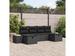 Vidaxl Conjunto De Sofá De Jardim 6 Unid. Preto Vime Pe
