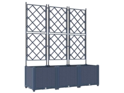 Conjunto 3 Vaso De Jardim Vidaxl Cinzento Polipropileno (120 X 40 X 143 Cm)