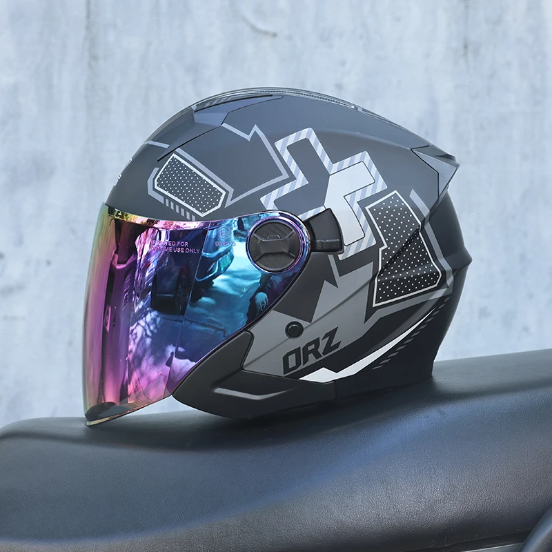 (xl) Capacete De Motocicleta Abs 3/4, Certificado Dot, Resistente A Impactos E Ao Vento.