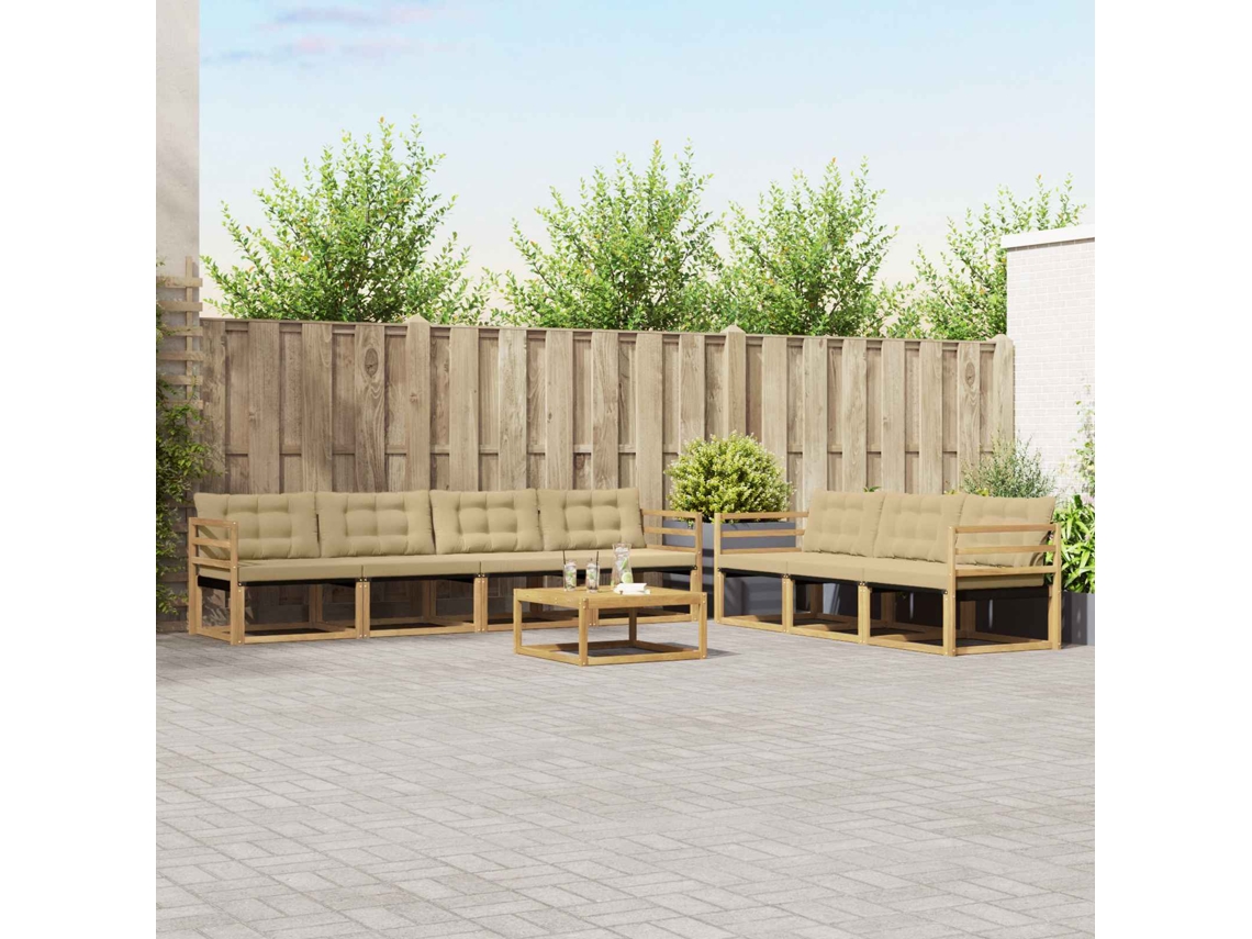 Vidaxl Conjunto De Sofás Para Exterior 8 Unid. Branco E Bege