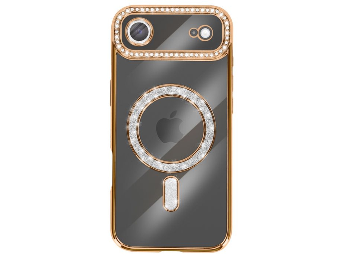 Capa Para Iphone Air Compatível Com Magsafe Com Bordas Douradas Cravejadas De Strass.