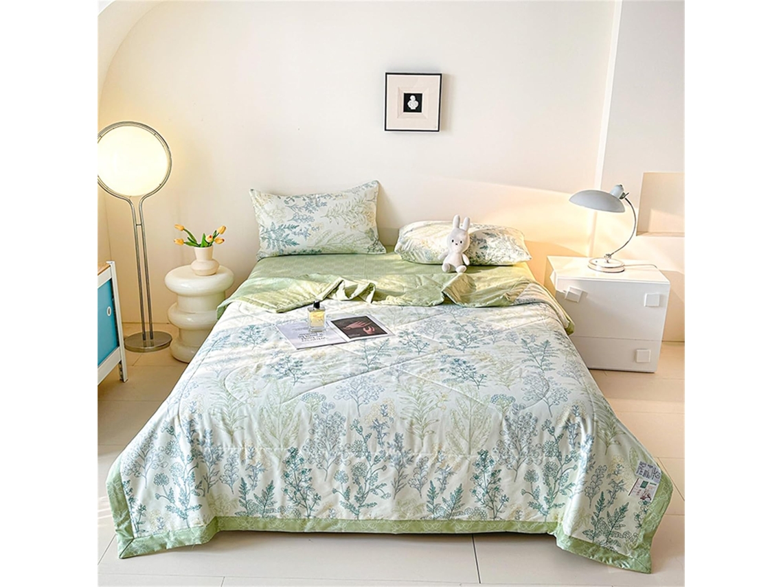 Colcha Acolchoada Fansu em Algodão Ideal para Ar Condicionado 100% Conjunto de Cama Sofá com Estampa Nórdica 1