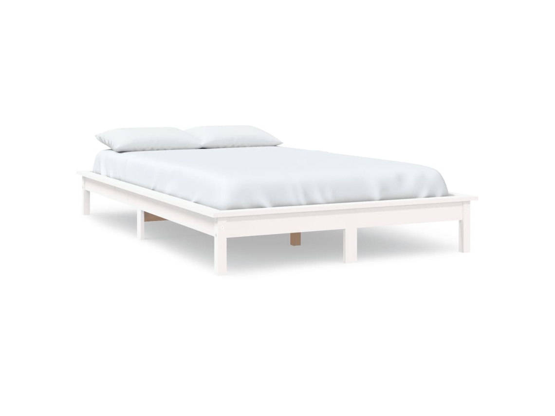 Cama Sem Colchão 140x190 cm Madeira de Pinho Maciça Branco MAISON EXCLUSIVE