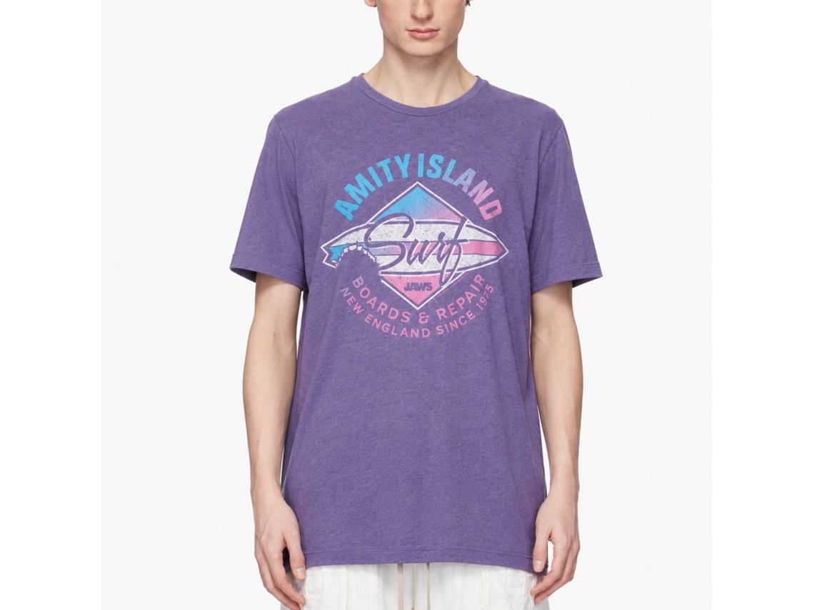 Rockinstone Jaws Movie Amity Island Surf Heather Purple Adult T-shirt Size:xxxl