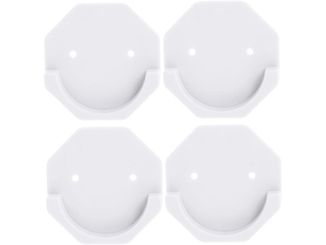 Conjunto De 4 Suportes Adesivos Em Abs Para Varão De Cortina, Com Suporte De Tensão Para Varões E Cortinas De Chuveiro, Cor Branca.