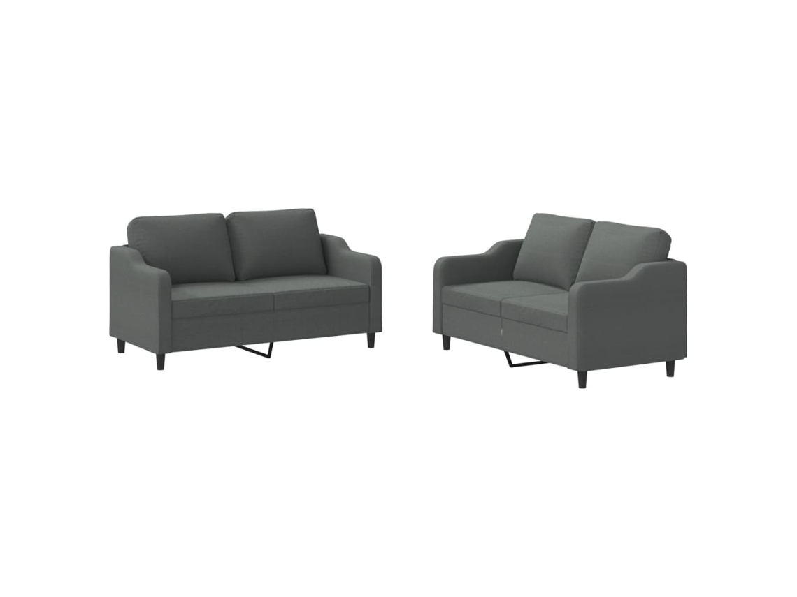 2 Pcs Conjunto de Sofás com Almofadões Tecido Cinzento escuro MAISON EXCLUSIVE