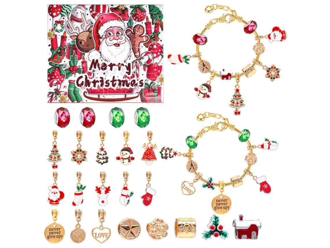 Calendário Do Advento Com Kit De Pulseiras De Natal, 24 Grades Elysve