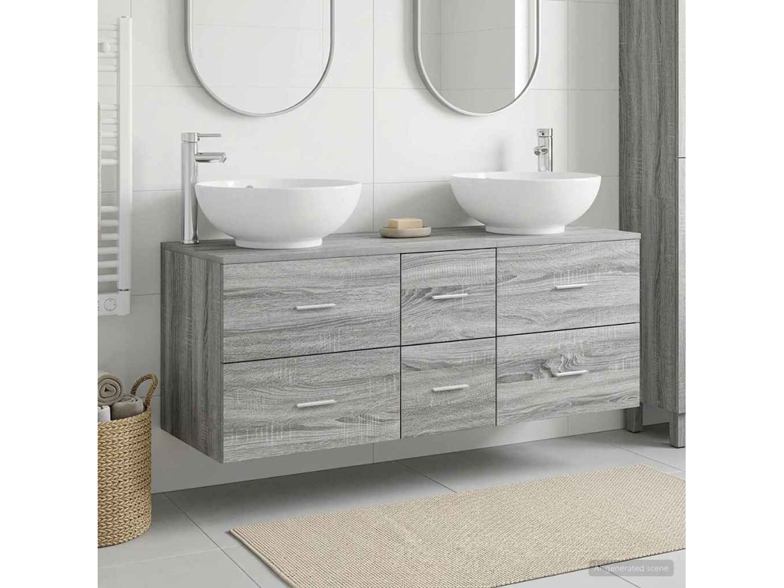 Vidaxl Conjunto De Móveis Para Banheiro 3 Unid. Sonoma Cinzento