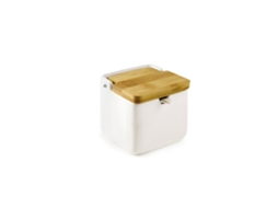 Açucareiro IBILI Quadrado Com Faca de Cozinha Cerâmica + Bambu