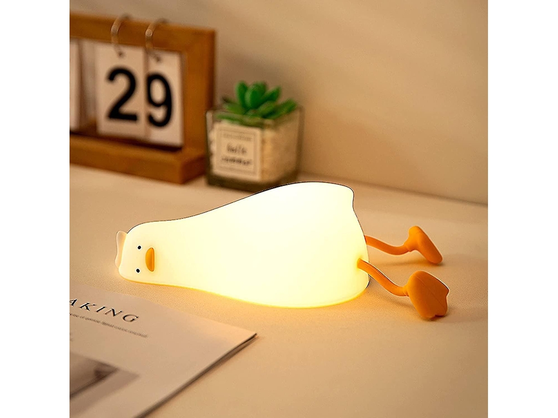 Luminária Noturna de Led em Formato Pato Silicone, Recarregável Via Usb e com Controle por Toque BRILVIBERA
