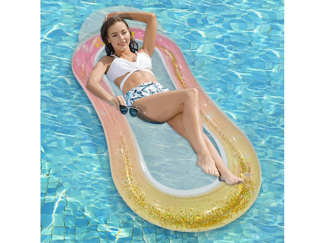 Cadeira Flutuante Inflável Para Piscina, Cama Flutuante Inflável Em Pvc, Rede Inflável, Rede Flutuante Com Cabeceira, Boias E Colchão Para Piscina Flu
