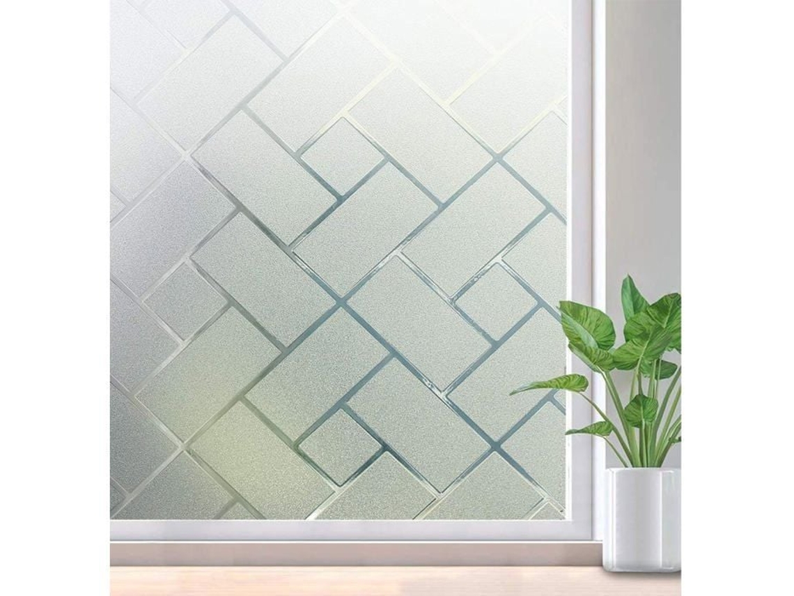Película Para Janelas Com Textura De Malha Fosca, Adsorção Eletrostática Sem Adesivo, Proteção Uv E Antirreflexo, 45 X 200 Cm