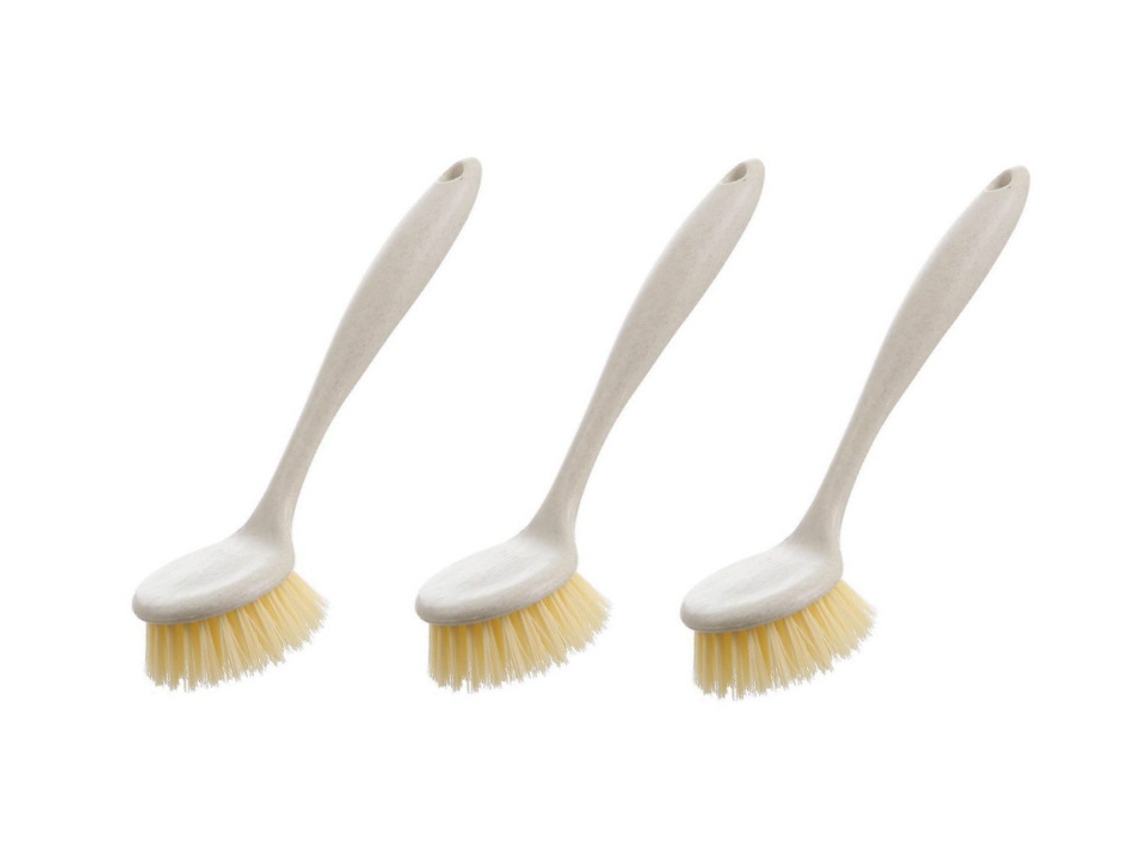 Conjunto De 3 Escovas De Lavar Louça Com Cabo Longo, Cabeça Redonda, Para Limpeza Para Cozinha, Pratos, Panelas E Frigideiras, 21,5 X 6 Cm