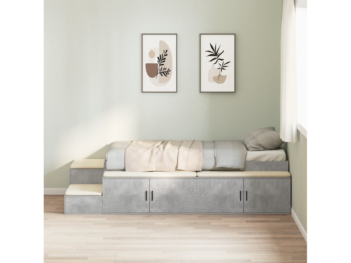 Estrutura De Cama Cinza Betão 90x200 Cm