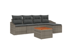 Conjunto 6 Móveis Para Exterior Vidaxl Cinzento Vime Pe (233 X 117 X 69 Cm)