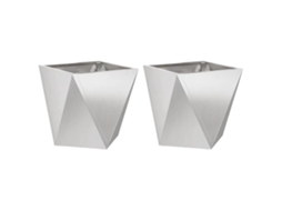 Conjunto 2 Caixa De Vaso Vidaxl Prateado Aço (40 X 40 X 40 Cm)