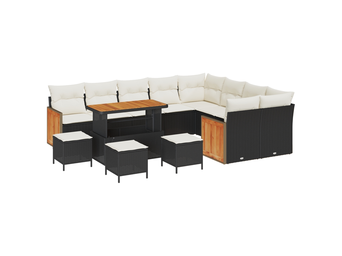 Conjunto 13 Conjunto De Sofá De Jardim Vidaxl Preto Vime Pe (286 X 234 X 85 Cm)