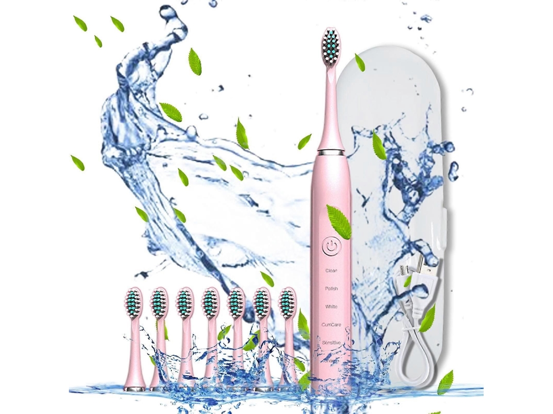 Escova De Dentes Elétrica Com 8 Cabeças De Escova, Estojo Para Escova De Dentes, 5 Modos De Limpeza, Temporizador Inteligente De 20 Velocidades,
