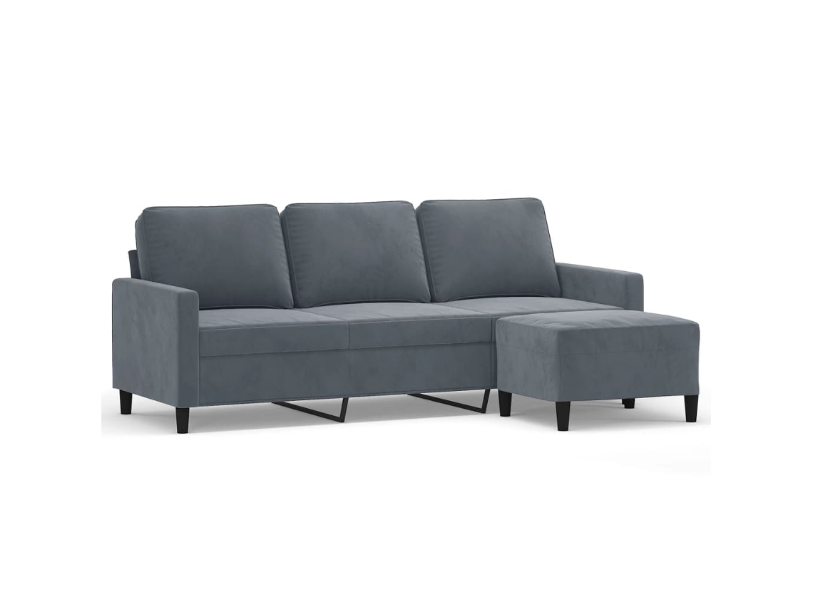 3-seater Sofa With Footstool, 3-seater Sofas With Footstools Vidaxl Cinzeto Veludo (n/a)