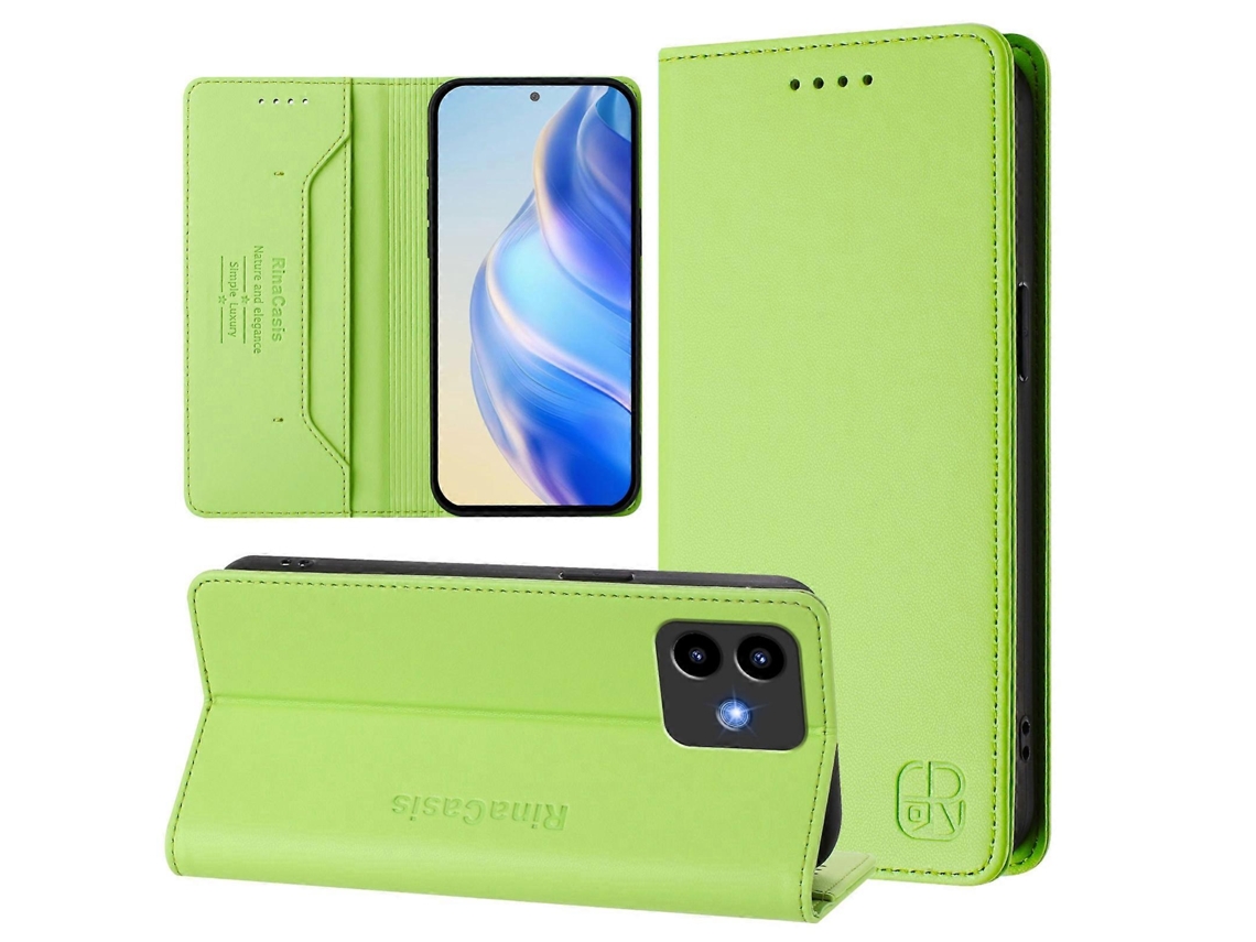 Capa De Couro Para Celular Rc01 Com Dupla Dobra Magnética E Rfid