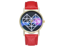Relógio de Pulso Zhoulianfa com Pulseira de Couro Pu e Dial em Coração Unissex (vermelho)