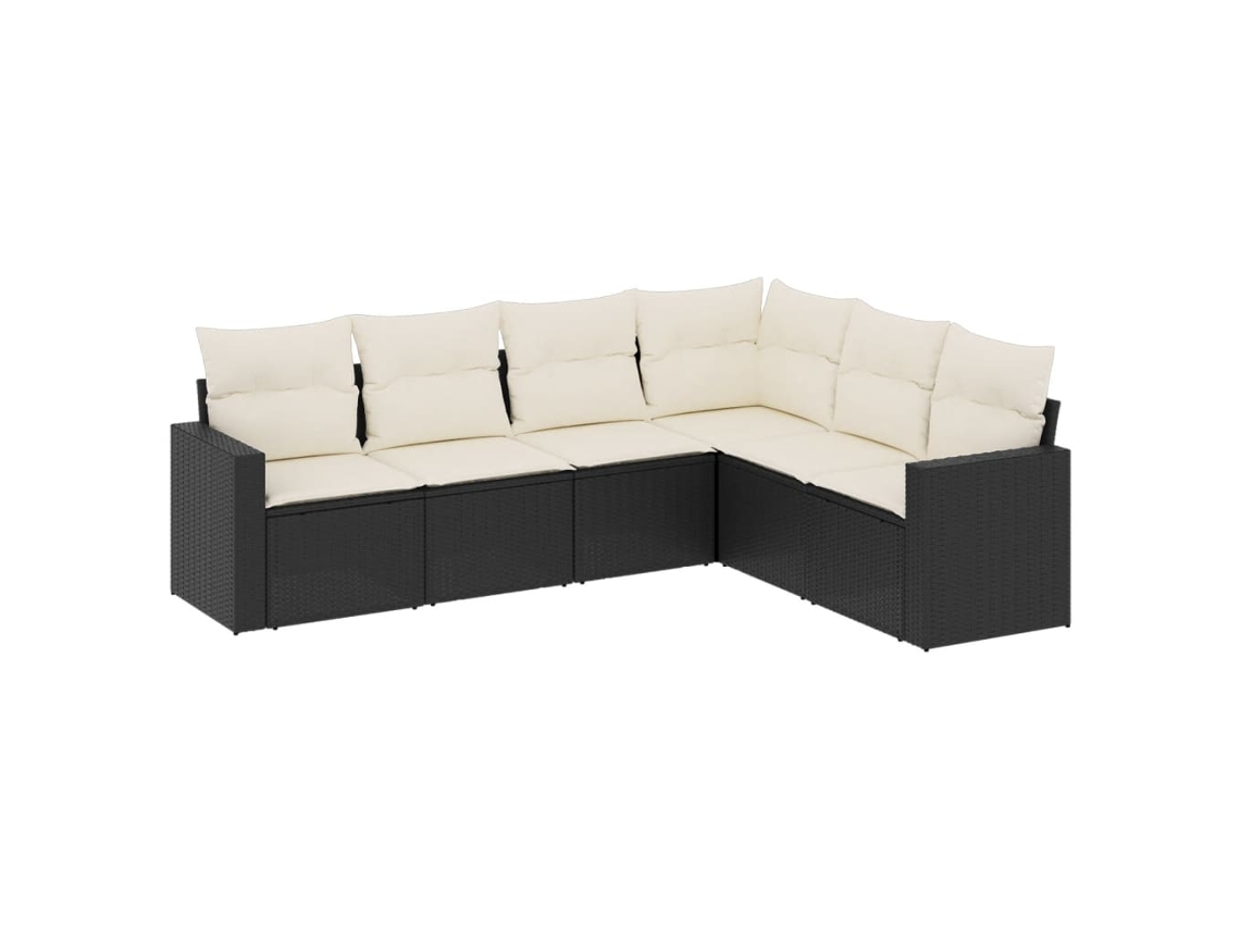 Maison Exclusive - 6 Pcs Conjunto Sofás De Jardim C/ Almofadões Vime Pe Preto