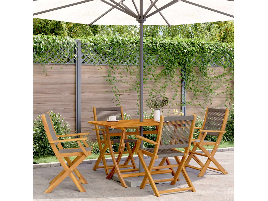 Vidaxl Cadeiras De Jardim Dobráveis 4 Pcs Madeira Acácia Maciça Cinza