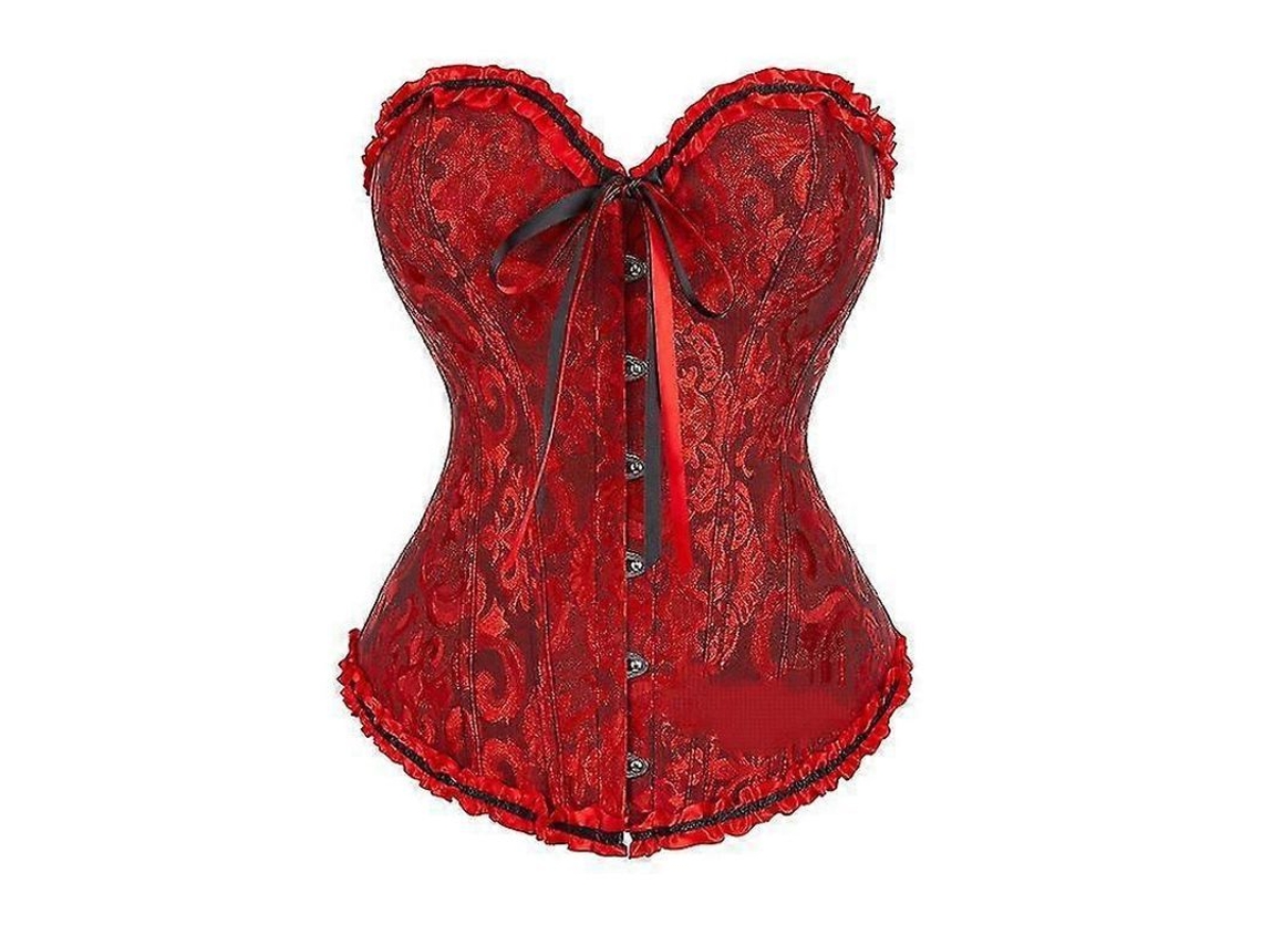 Corset Overbust Negro Para Mujer Com Ajuste Slim E Design Floral Vino Rojo Xxxl