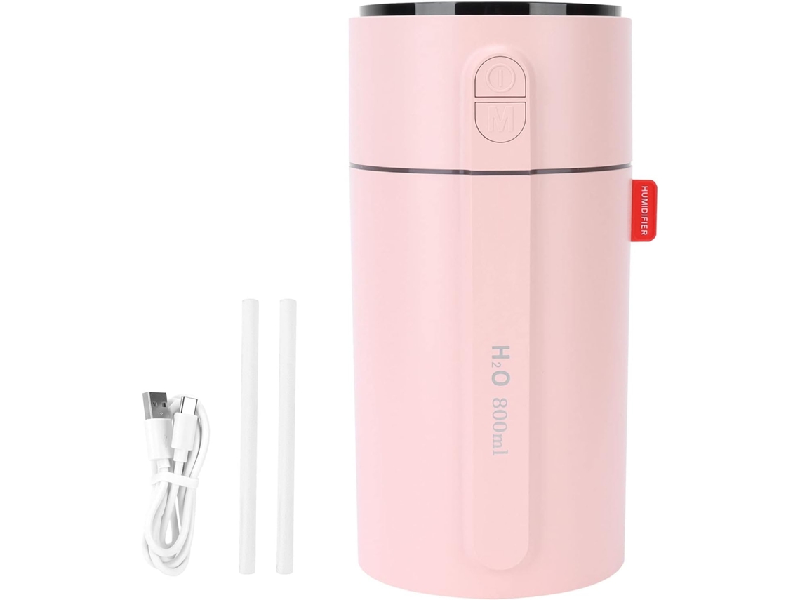 Umidificador Compacto Rosa Com Duas Pulverizações Usb E Visor Inteligente
