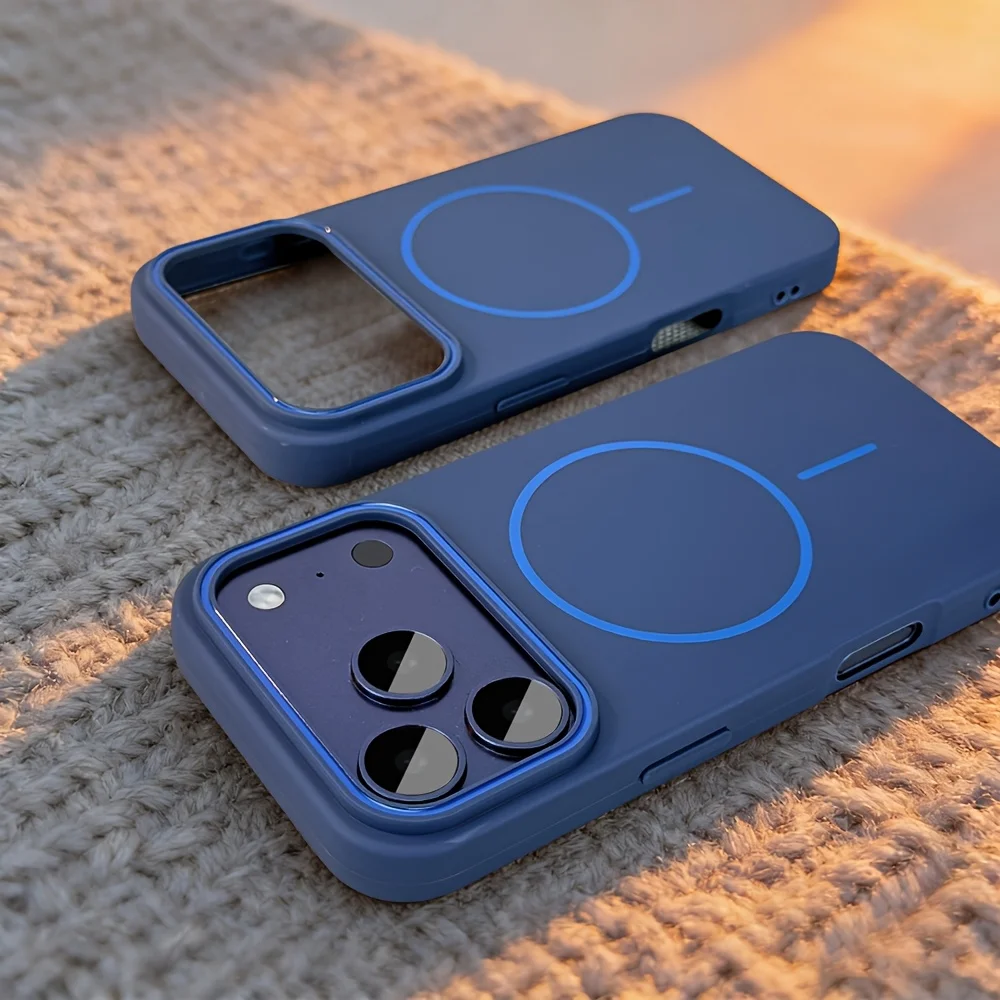 Capa Magsafe Para Iphone 13 Azul Com Carregamento Sem Fio E Acabamento Fosco Em Policarbonato Rígido.