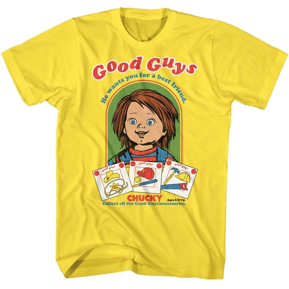 Rockinstone Chucky Good Guys Solid Yellow Adult T-shirt Size:xxl