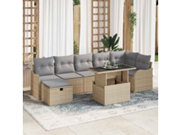 Vidaxl Conjunto De Sofá De Jardim 8 Unid. Bege Vime Pe
