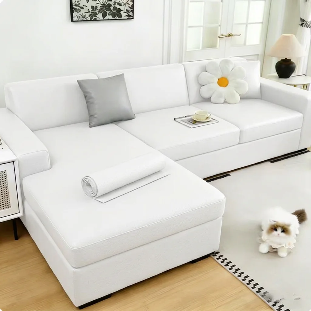 (branco, 50x200cm) Adesivo De Couro Pu Impermeável E Resistente Ao Desgaste, Ideal Para Renovar Sofás E Assentos De Carro.